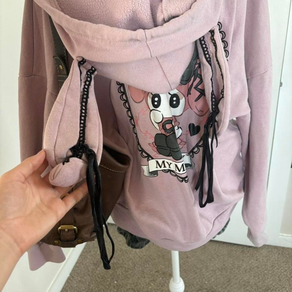 Pink My Melody zip-up hoodie with lace trim + bunny ears • * - Picture 5 of 6